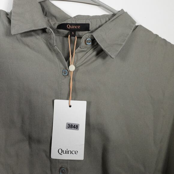 New Quince Womens Small Vintage Wash Tencel Camp Shirt Olive Green 3848-77 - Picture 10 of 11
